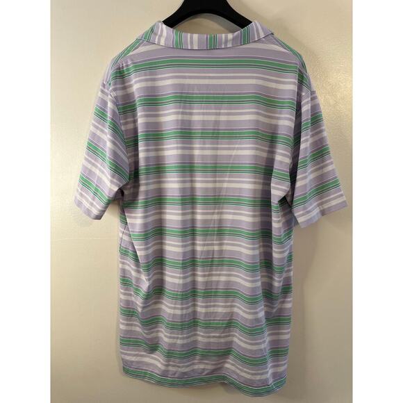Peter Millar Summer Comfort Purple Green Stripe Golf Cooling Polo Size XL - Picture 2 of 5